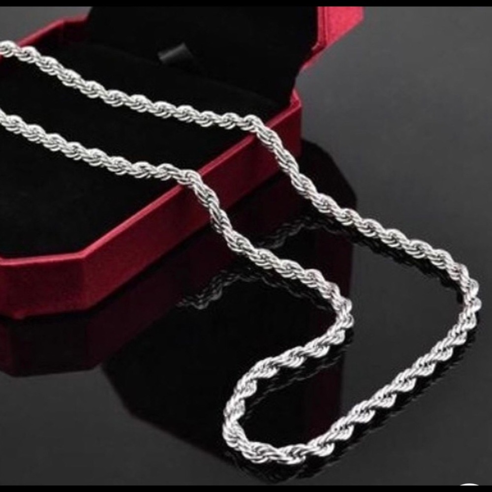 โจ New Sparkling 925 sterling silver rope 3mm x chain 22 inches long โจ